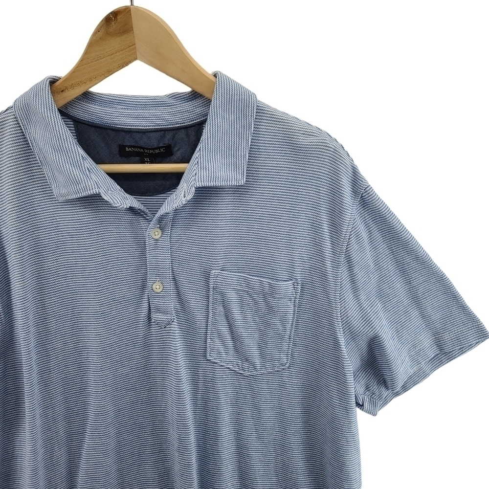 Banana Republic Short Sleeve Polo Men's Extra Large Quarter Button Down Shirt